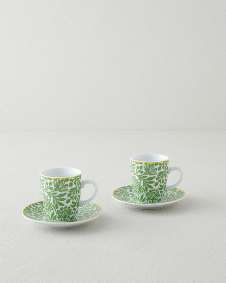 Professional Green Porcelain Coffee Cup Set - 4 Piece