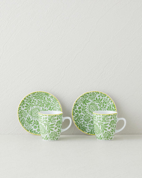 Professional Green Porcelain Coffee Cup Set - 4 Piece