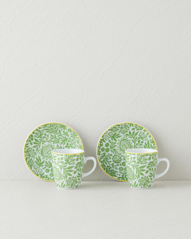 Professional Green Porcelain Coffee Cup Set - 4 Piece