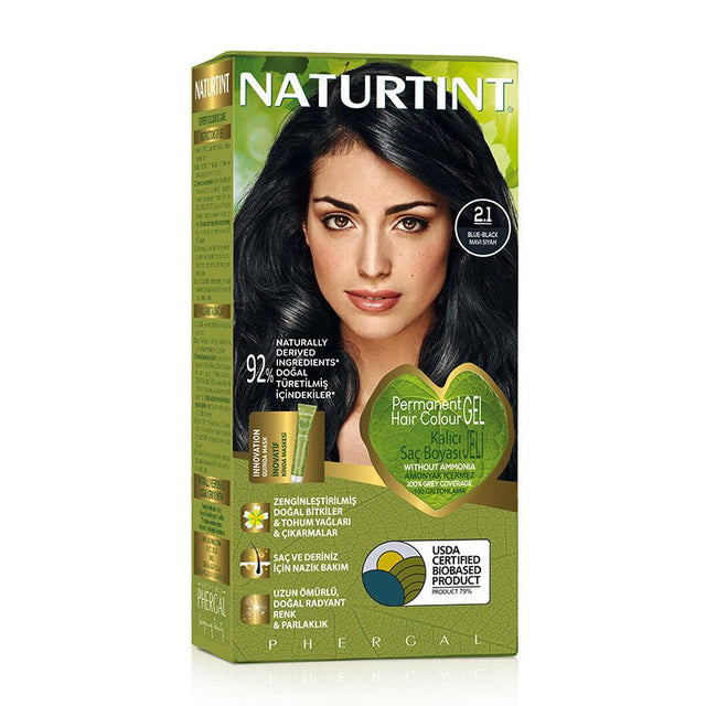 Natural Blue Black Hair Dye - Permanent Color 2.1 - TryAladdin