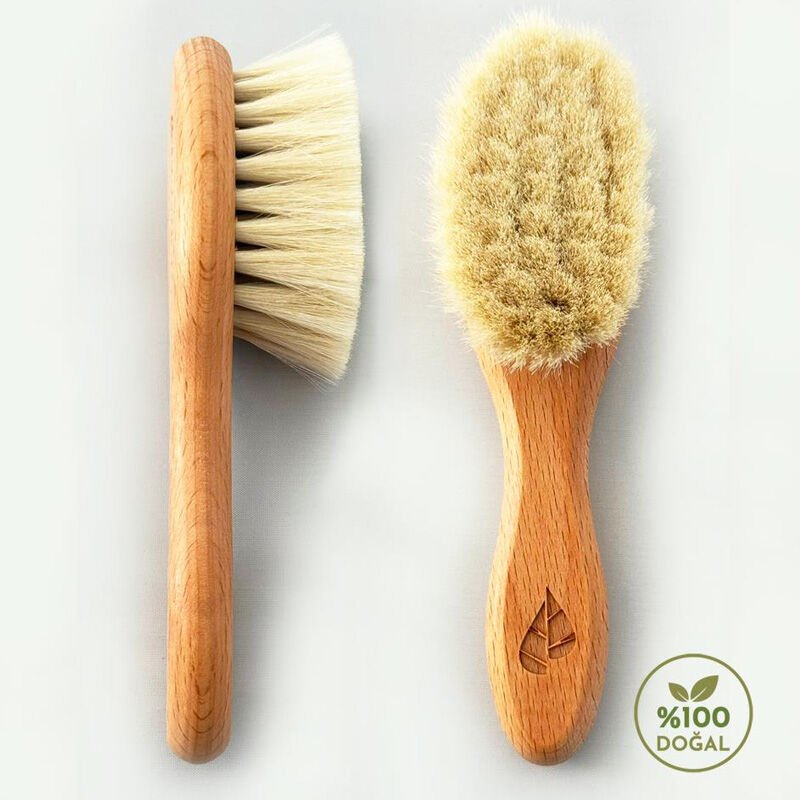 Natural Goat Hair Baby Brush - Gentle Scalp Massage & Newborn Safe - TryAladdin