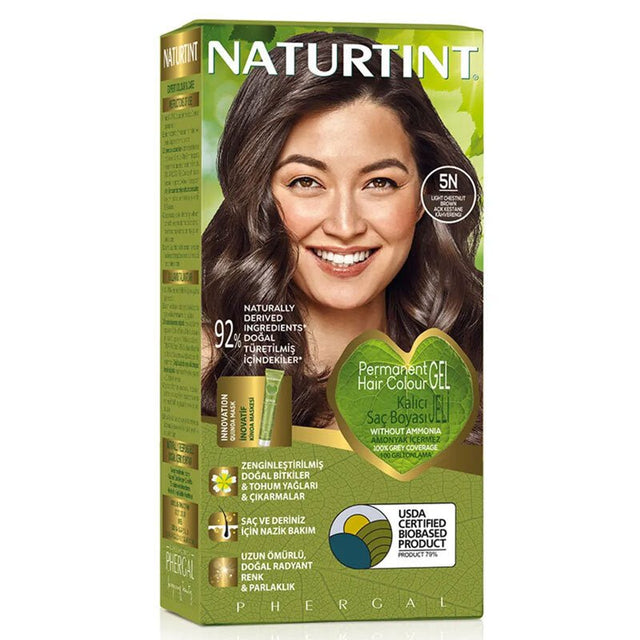 Natural Hair Dye Kit - 5N Light Chestnut Permanent Color - TryAladdin