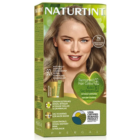 Natural Hair Dye Kit - 7N Hazelnut Blonde Permanent Color - TryAladdin