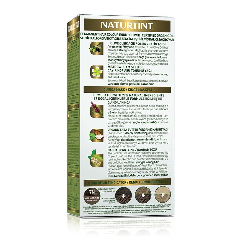 Natural Hair Dye Kit - 7N Hazelnut Blonde Permanent Color - TryAladdin
