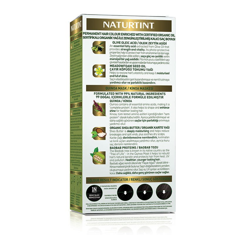 Natural Permanent Hair Color Dye - 1N Ebony Black - TryAladdin