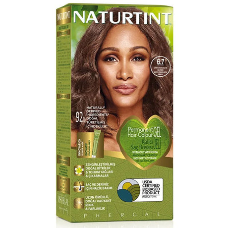 Natural Permanent Hair Color Dye - Light Chocolate Brown 6.7 - TryAladdin