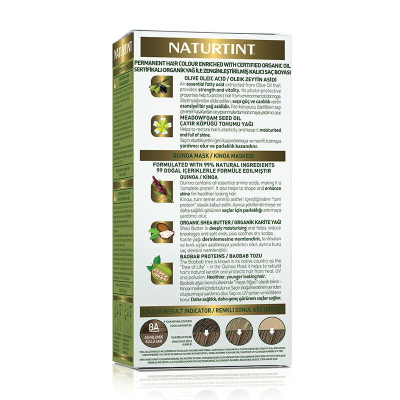 Natural Permanent Hair Color Kit - 8A Ash Blonde - TryAladdin