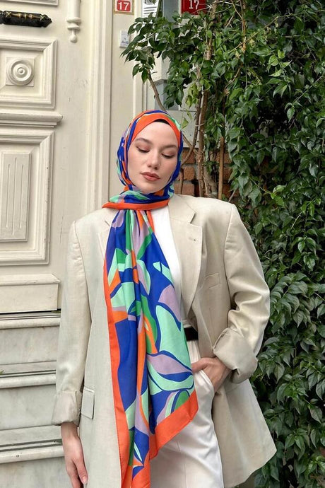 Nature Lilyum Soft Cotton Shawl - Orange & Purple - TryAladdin