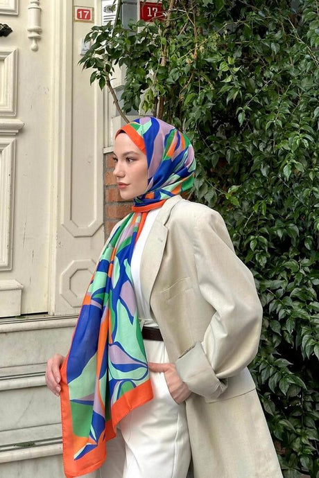 Nature Lilyum Soft Cotton Shawl - Orange & Purple - TryAladdin