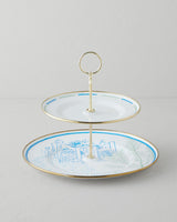 Professional Nautical Enamel Tiered Serving Display Tray Blue