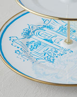 Professional Nautical Enamel Tiered Serving Display Tray Blue