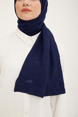 Navy Blue Geometric Pattern Cotton - like Jazz Shawl - TryAladdin