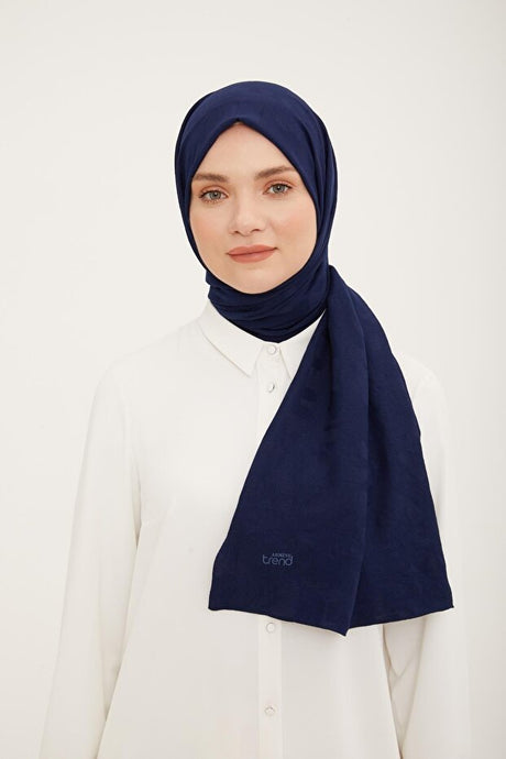 Navy Blue Geometric Pattern Cotton - like Jazz Shawl - TryAladdin