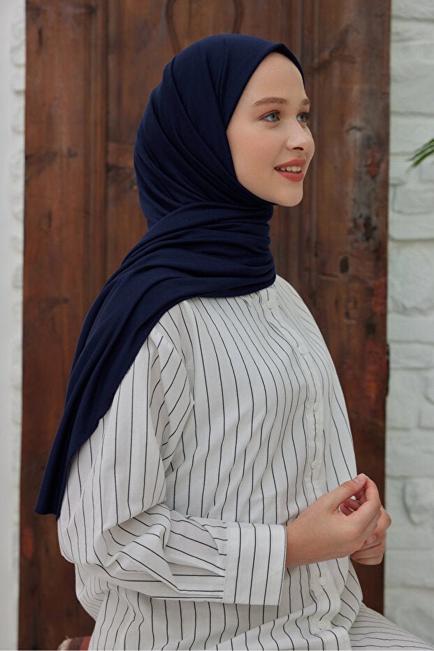 Navy Blue Jersey Shawl - Soft, Flexible & Wrinkle - Free () - TryAladdin