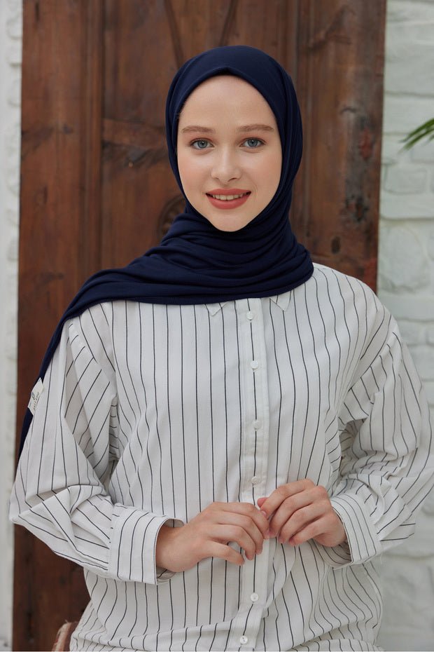 Navy Blue Jersey Shawl - Soft, Flexible & Wrinkle - Free () - TryAladdin