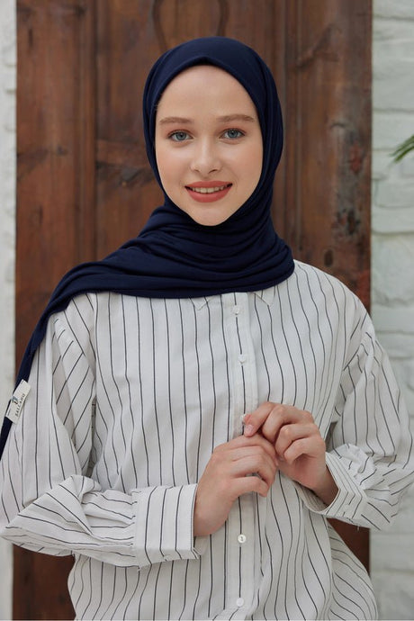 Navy Blue Jersey Shawl - Soft, Flexible & Wrinkle - Free () - TryAladdin