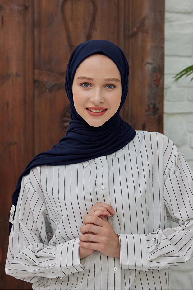 Navy Blue Jersey Shawl - Soft, Flexible & Wrinkle - Free () - TryAladdin