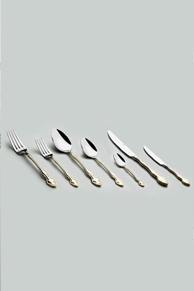 Nehir Adriana Premium Gold Plain Cutlery Set - 89 - Piece - TryAladdin