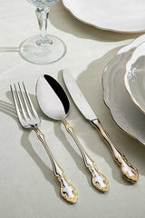 Nehir Adriana Premium Gold Plain Cutlery Set - 89 - Piece - TryAladdin