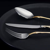 Nehir Adriana Premium Gold Plain Cutlery Set - 89 - Piece - TryAladdin