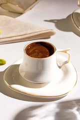 Nehir Angela Premium Porcelain Coffee Cup Set - 6 Person, 12 Piece - TryAladdin