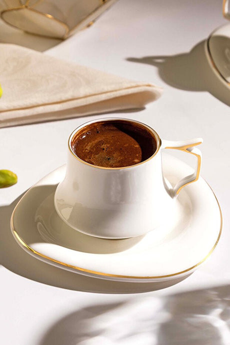 Nehir Angela Premium Porcelain Coffee Cup Set - 6 Person, 12 Piece - TryAladdin