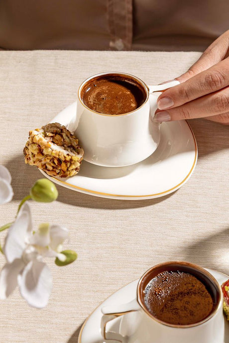 Nehir Angela Premium Porcelain Coffee Cup Set - 6 Person, 12 Piece - TryAladdin