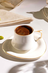 Nehir Angela Premium Porcelain Coffee Cup Set - 6 Person, 12 Piece - TryAladdin