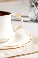 Nehir Angela Premium Porcelain Coffee Cup Set - 6 Person, 12 Piece - TryAladdin