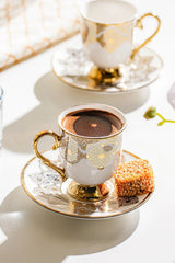 Nehir Ece Professional Turkish Porcelain Coffee Cup Set - 12 Piece - TryAladdin