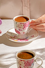 Nehir Oyku Premium Porcelain Turkish Coffee Cup Set - 12 - Piece - TryAladdin