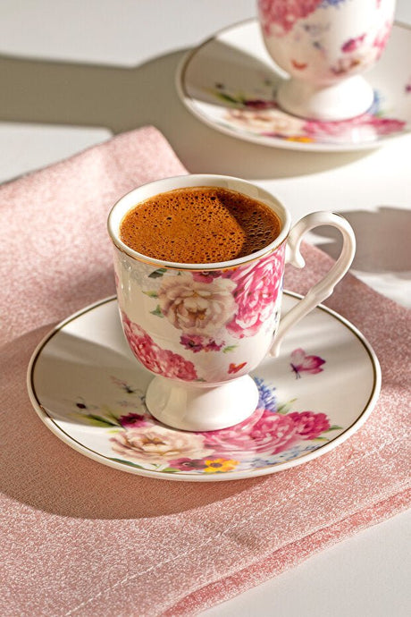 Nehir Oyku Premium Porcelain Turkish Coffee Cup Set - 12 - Piece - TryAladdin