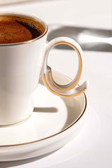 Nehir Stella Premium Porcelain Turkish Coffee Cup Set - 6 Person, 12 - Piece Set - TryAladdin