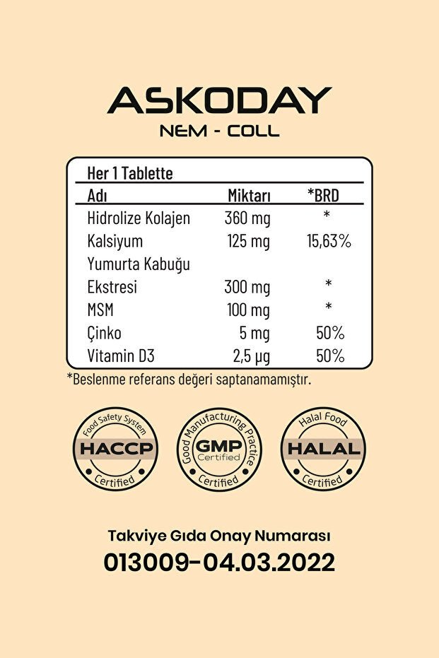 Nem - Coll Collagen & Vitamin Complex - 30 Tablets for Joint & Skin - TryAladdin