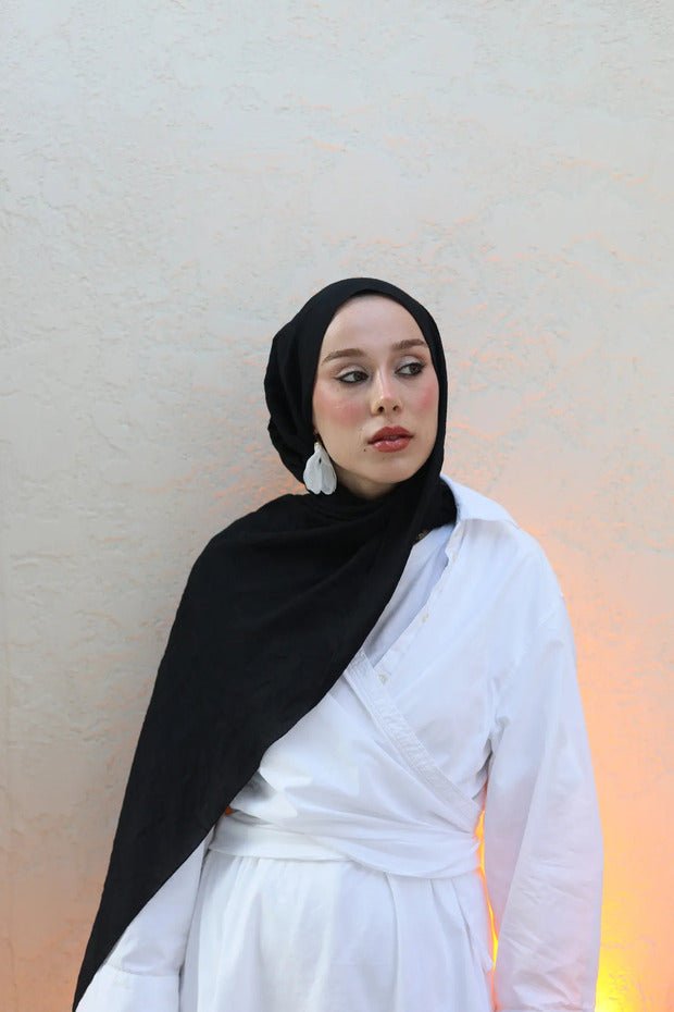 Neo Cotton Shawl - Lightweight & Soft Black - TryAladdin