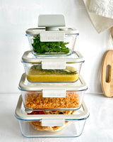 Premium Vacuum Seal Glass Food Storage Container Set - 5 Piece Beige