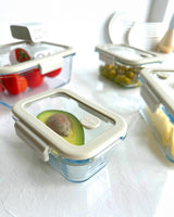 Premium Vacuum Seal Glass Food Storage Container Set   5 Piece Beige