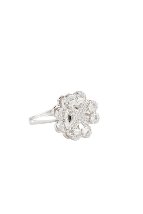 Nereze | Baguette Stone Rotating Clover Adjustable Size Ring with 4 Hearts