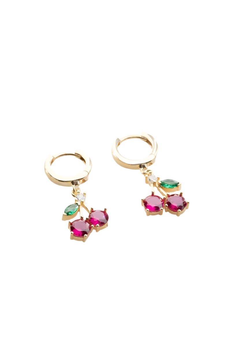 Nereze | Gold Plated Dangling Cherry Earrings