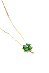 Nereze | Gold Plated Green Stone Clover Necklace