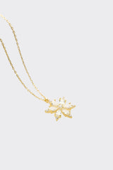 Nereze | Gold Plated White Stone Camellia Flower Necklace