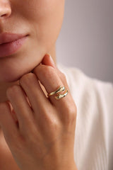 Nereze | Gold Plated Wrapped Hands Adjustable Size Ring