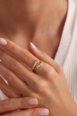 Nereze | Gold Plated Wrapped Hands Adjustable Size Ring