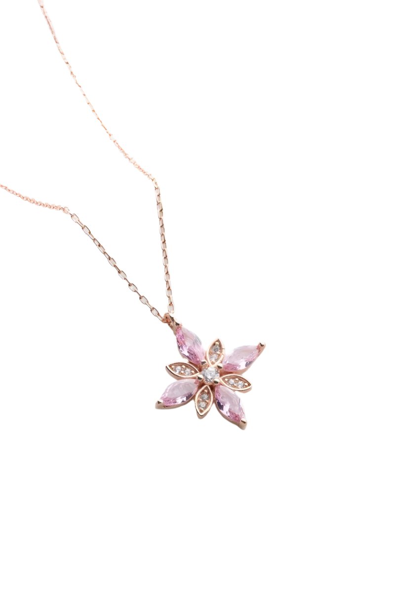 Nereze | Hope Flower Necklace with Pink Zircon Stones