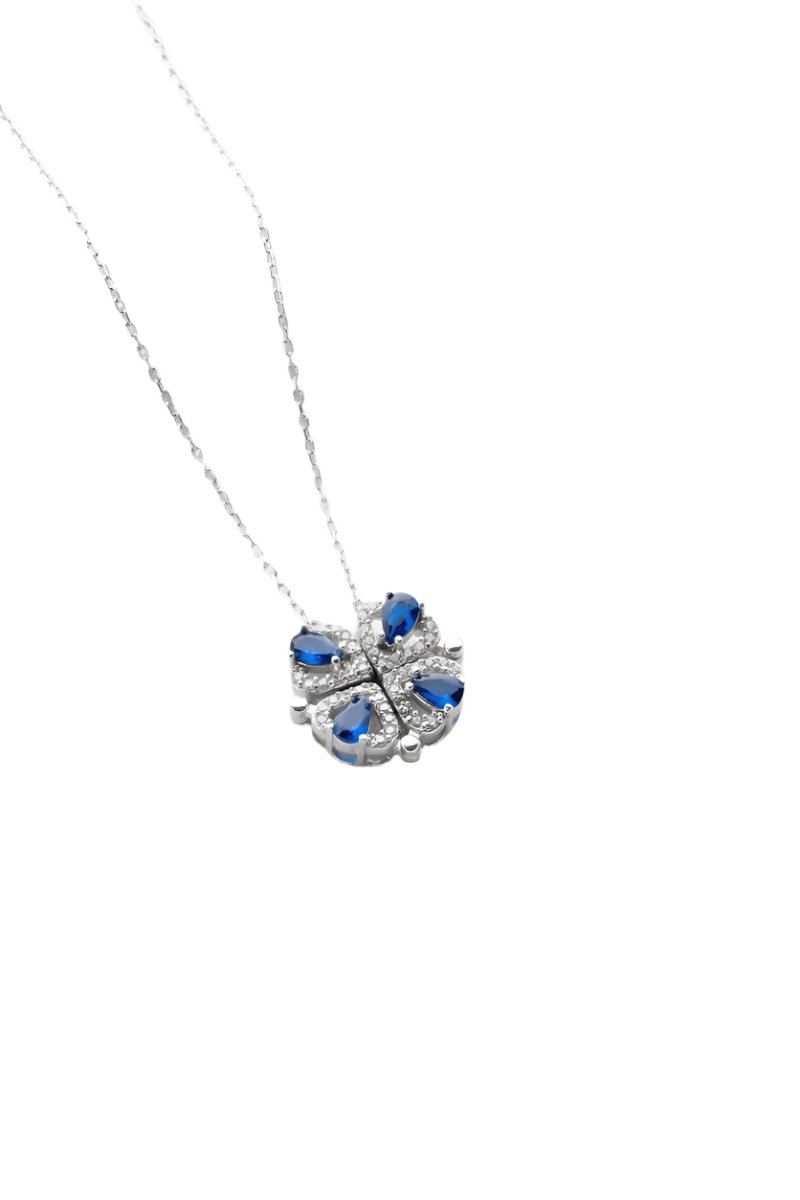 Nereze | Magnetized Detachable Rhodium Blue Zirconia Clover