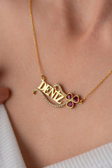 Nereze | Personalized Red Heart Detailed Necklace