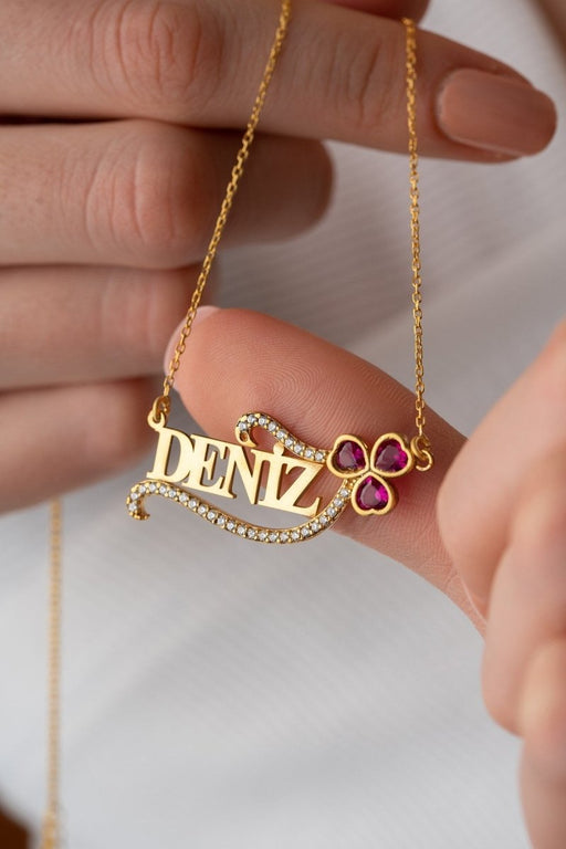 Nereze | Personalized Red Heart Detailed Necklace