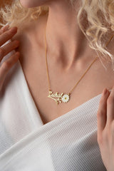 Nereze | Personalized Silver Chamomile Necklace with Branches - TryAladdin