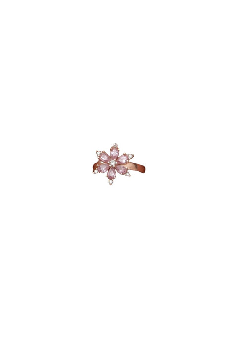 Nereze | Pink Stone Flower Adjustable Size Ring