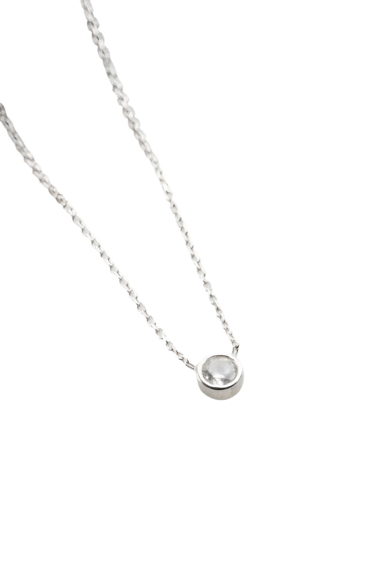 Nereze | Rhodium Plated Minimal 5mm Solitaire Necklace